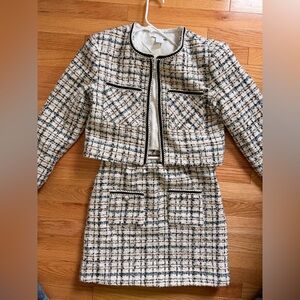 House of Harlow 1960 Black and White Tweed Jacket and Skirt Set